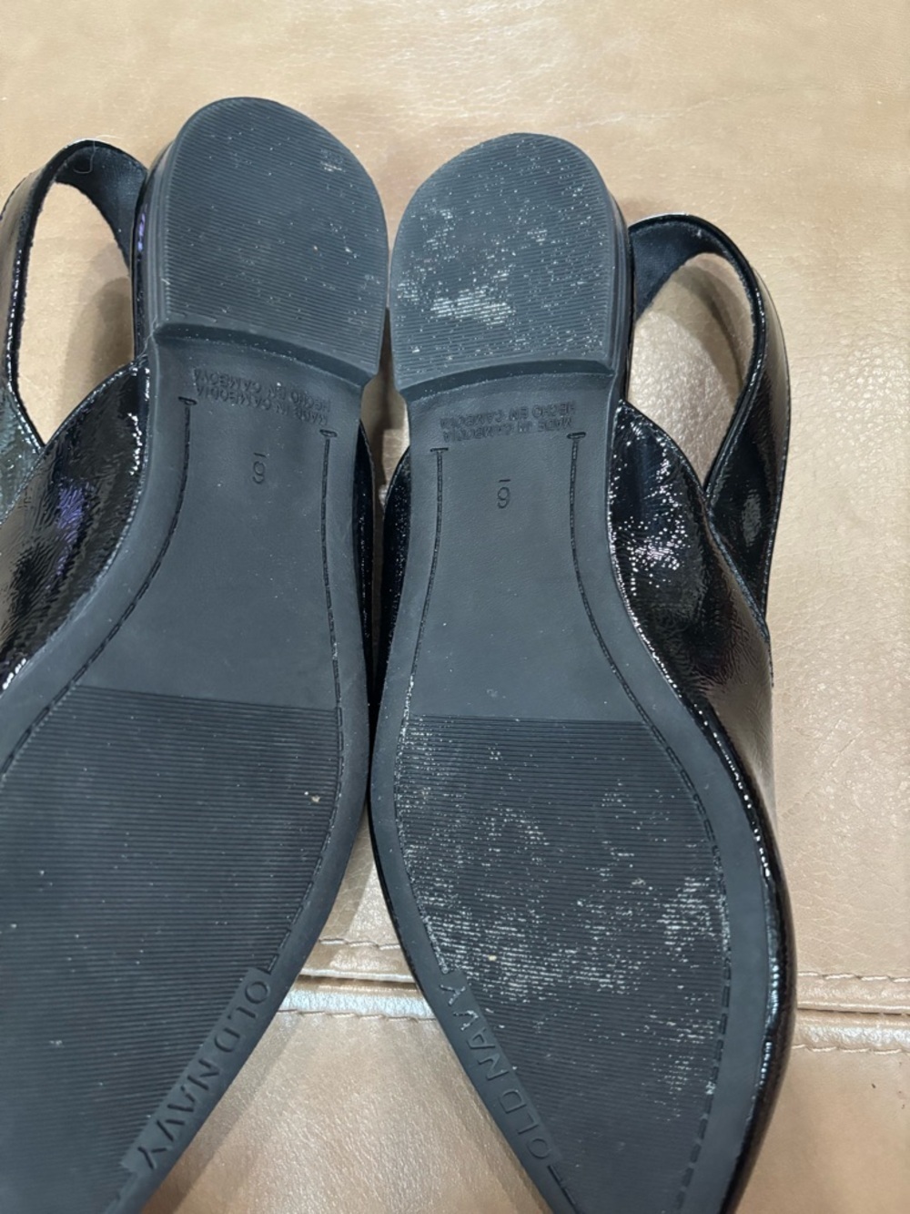 Old Navy Black Patent Faux-Leather Pointed Slingback minimalist flats - Picture 4 of 7